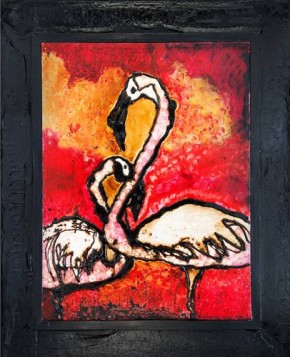 Flamingo Pair - Nesting